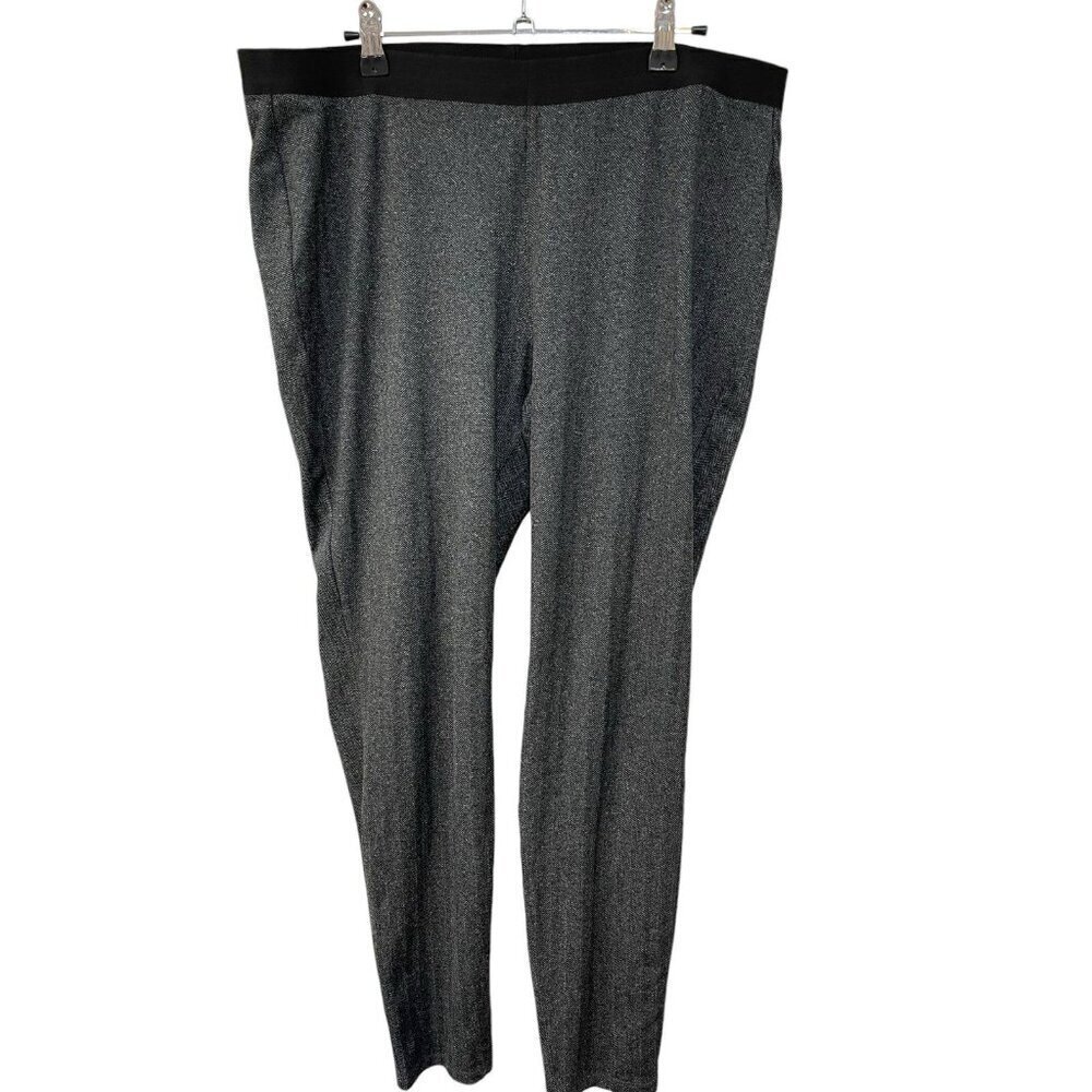 EILEEN FISHER Leggings Tweed Herringbone Elastic Waist Pull On Pants Gray Large